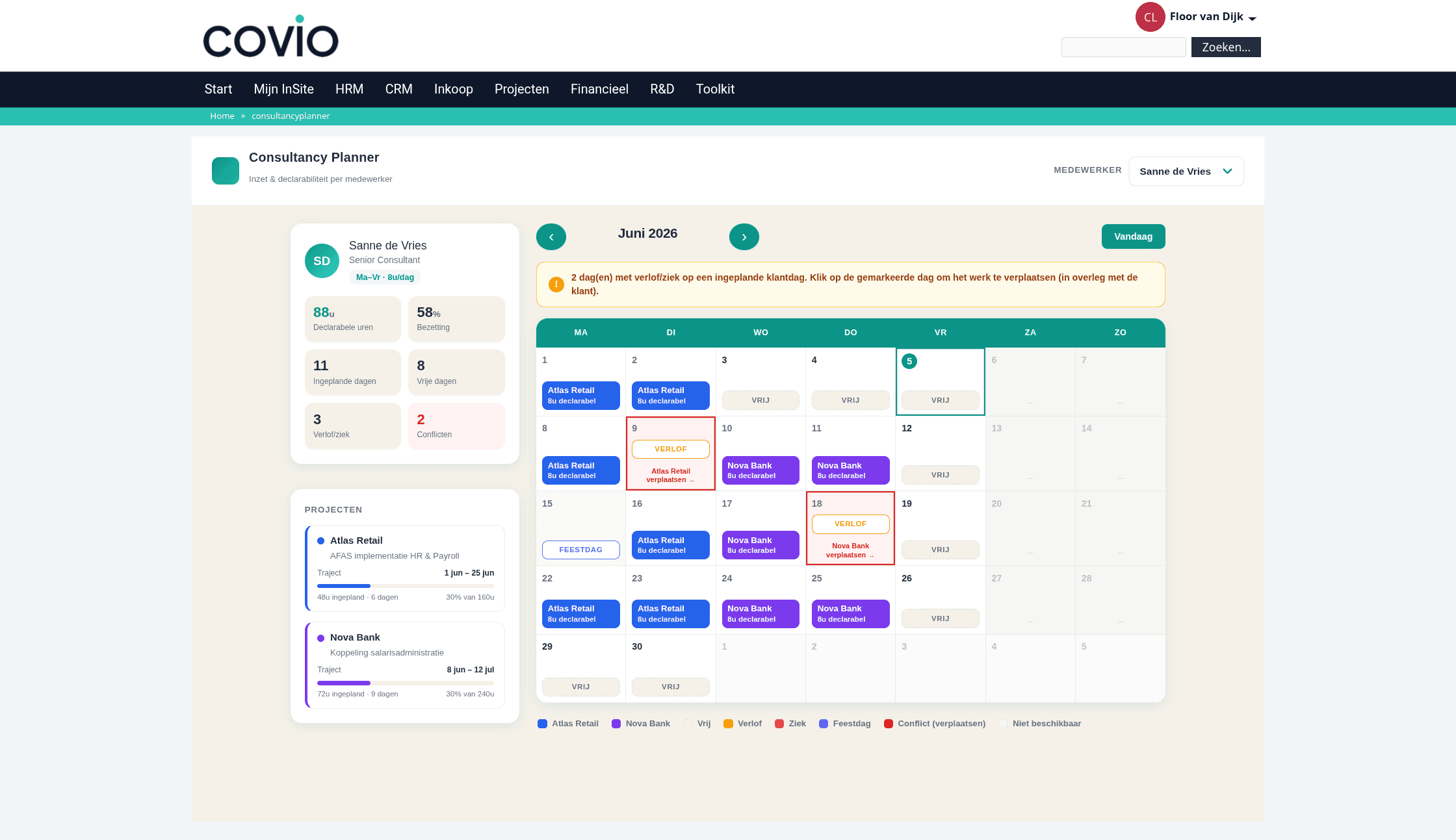 Consultancy Planner – kalenderoverzicht